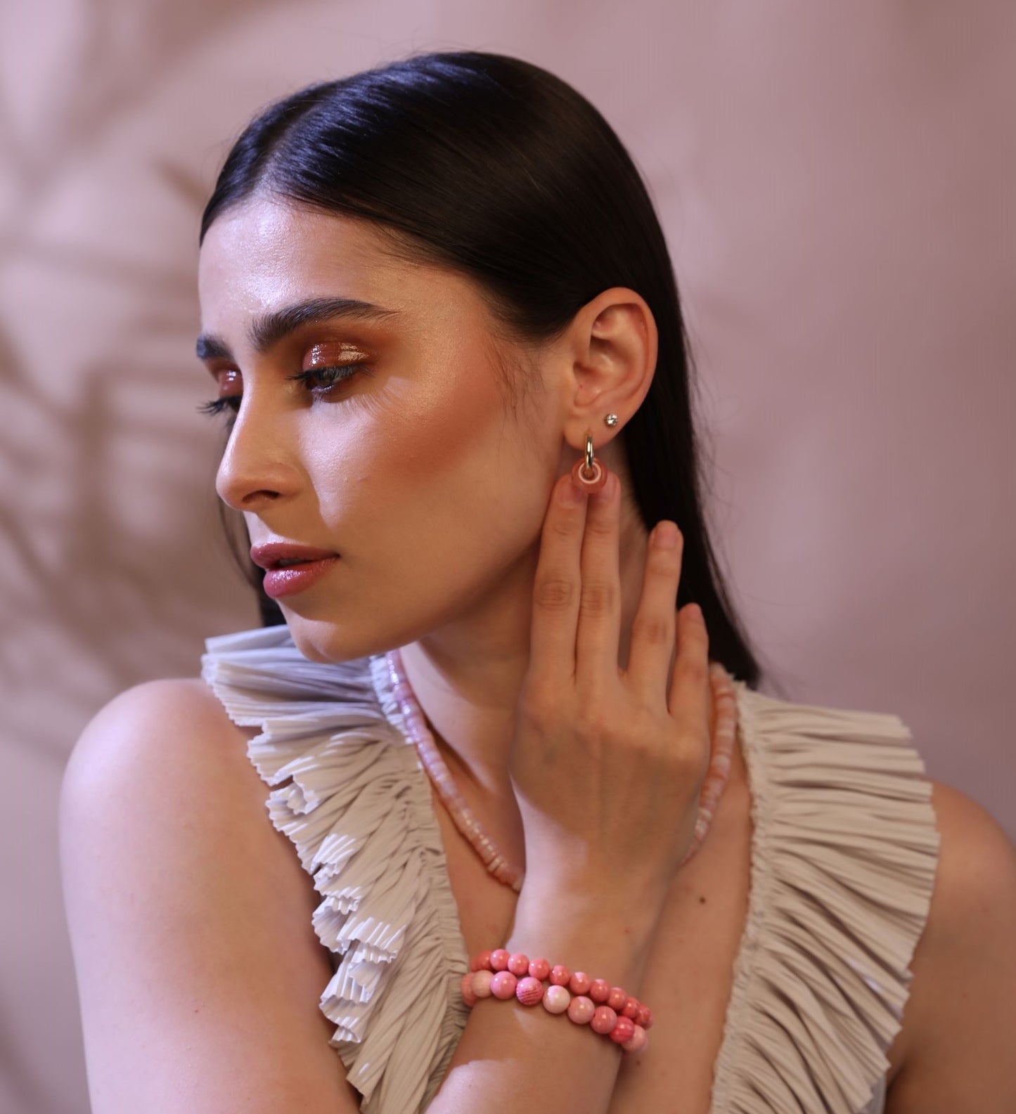 Rosa, Rose Quartz Huggies - ATTRACTING LOVE