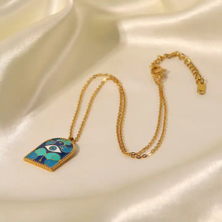 Enamelled Evil Eye Necklace - EVIL EYE PROTECTION