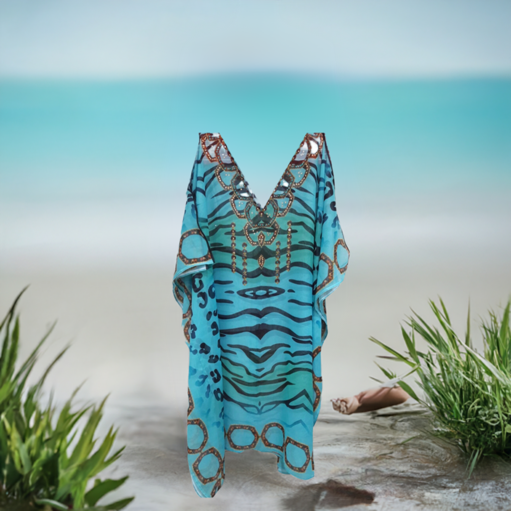 Resort Wear Collection: Buy Stylish Blue Kaftan Beach Cover-Up Online