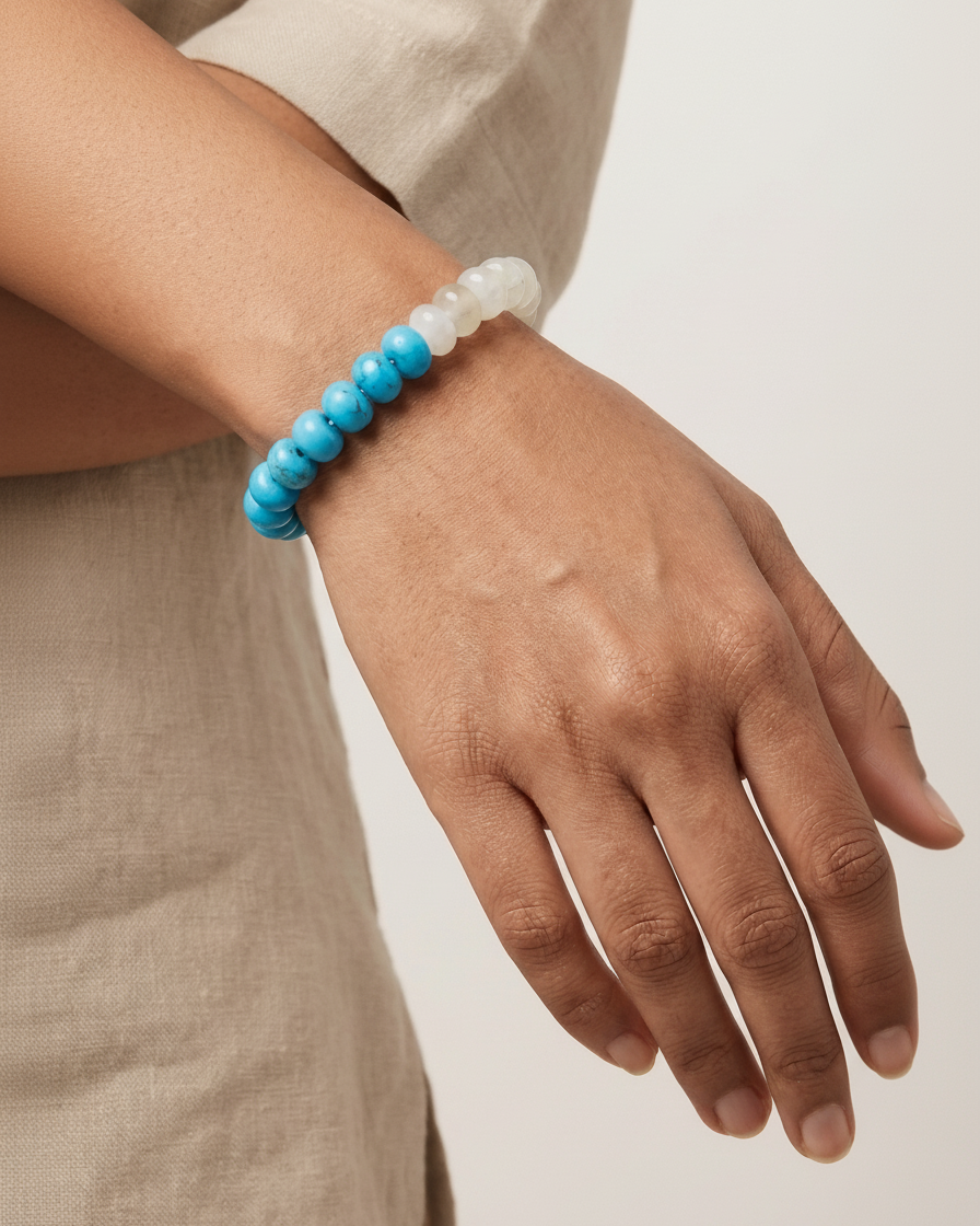 Moonstone & Turquoise Bracelet - SELF RELIANCE AND INTUITION