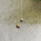 Dainty ruby threader earrings featuring small red gemstones on a thin gold chain